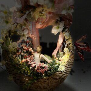 Beautiful Floral Basket With Female Figurine